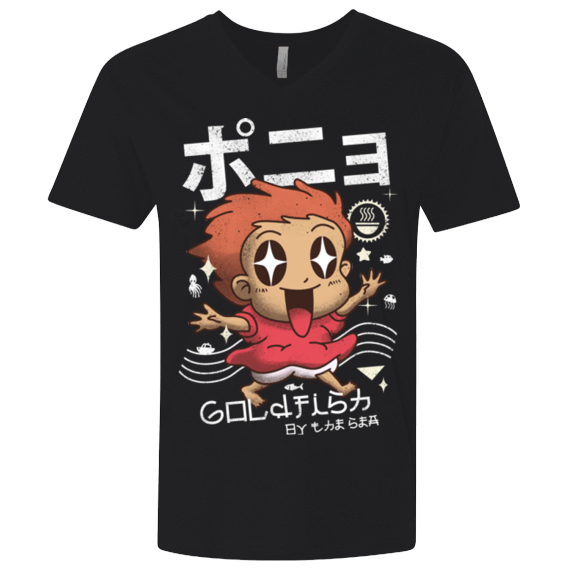 T-Shirts Black / X-Small Kawaii Gold Fish Men's Premium V-Neck