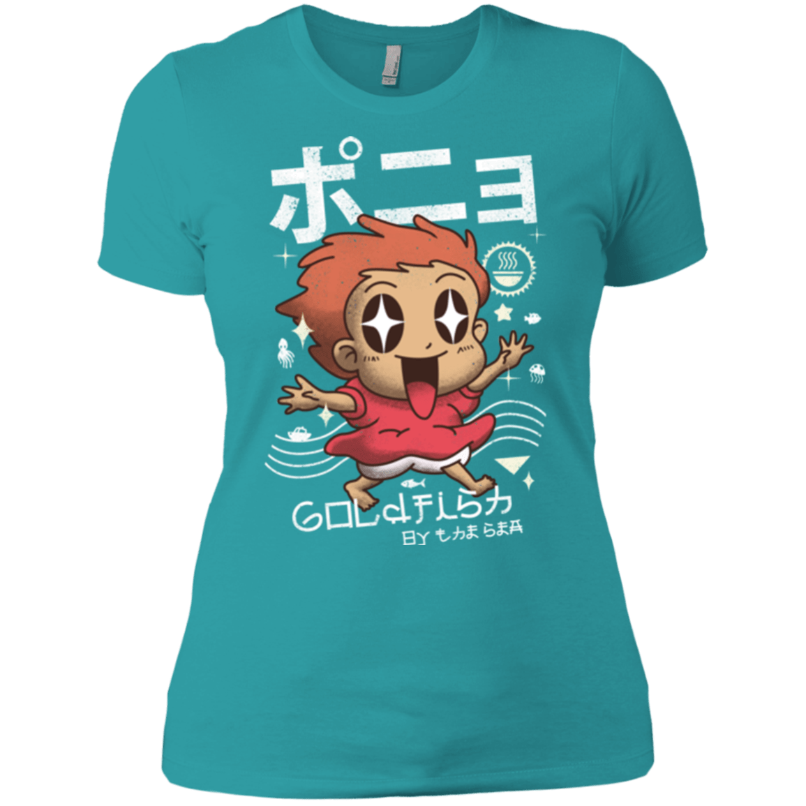 T-Shirts Tahiti Blue / X-Small Kawaii Gold Fish Women's Premium T-Shirt