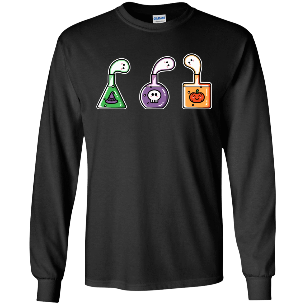 T-Shirts Black / S Kawaii Halloween Potions Men's Long Sleeve T-Shirt