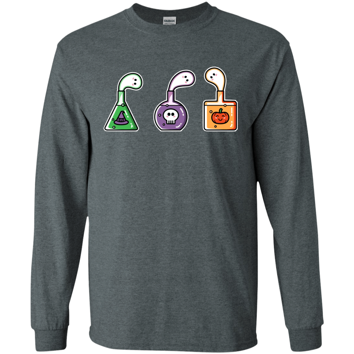T-Shirts Dark Heather / S Kawaii Halloween Potions Men's Long Sleeve T-Shirt