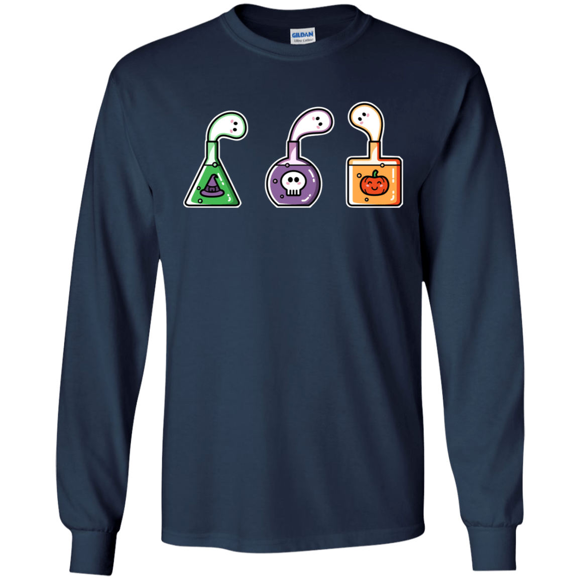 T-Shirts Navy / S Kawaii Halloween Potions Men's Long Sleeve T-Shirt