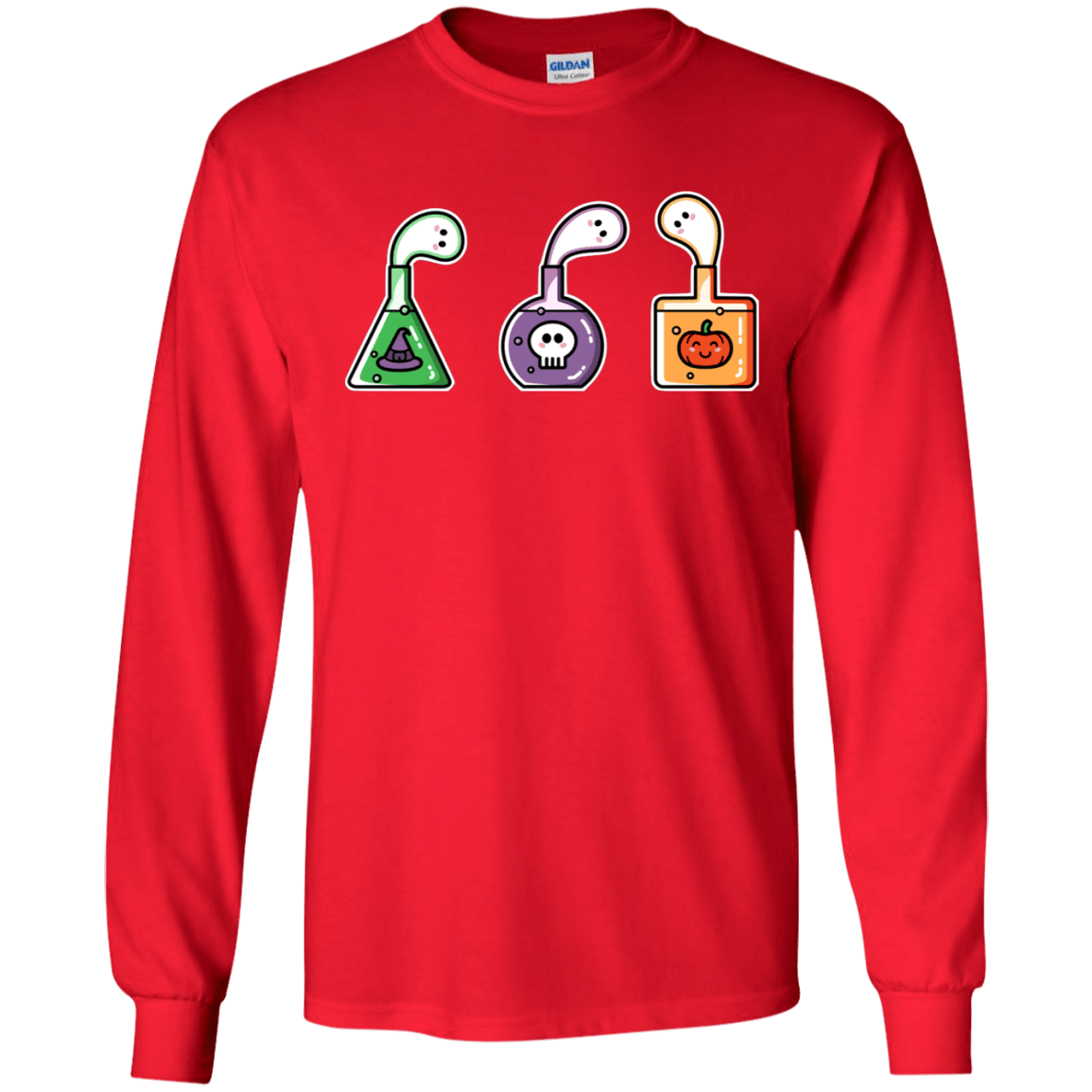 T-Shirts Red / S Kawaii Halloween Potions Men's Long Sleeve T-Shirt