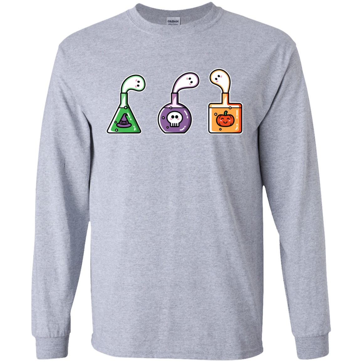 T-Shirts Sport Grey / S Kawaii Halloween Potions Men's Long Sleeve T-Shirt