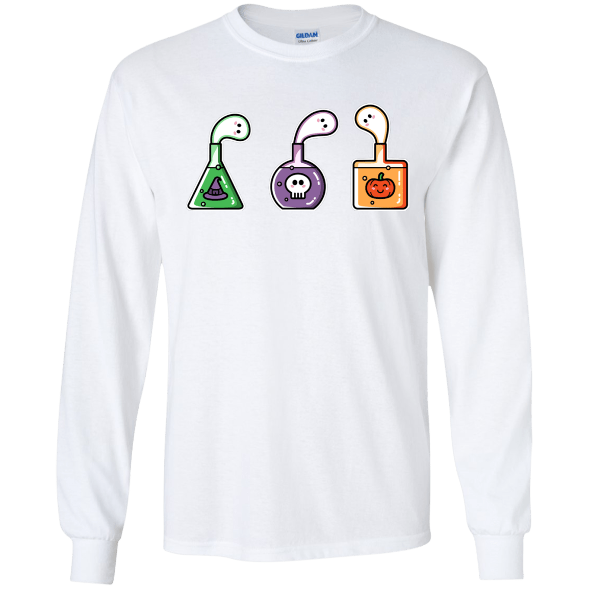 T-Shirts White / S Kawaii Halloween Potions Men's Long Sleeve T-Shirt