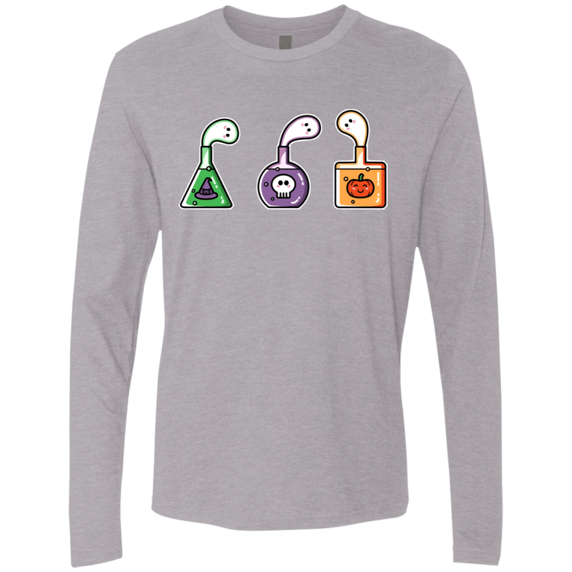 T-Shirts Heather Grey / S Kawaii Halloween Potions Men's Premium Long Sleeve