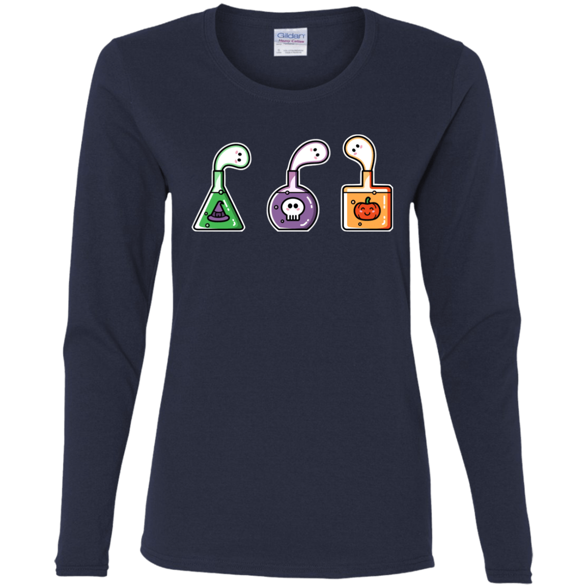 T-Shirts Navy / S Kawaii Halloween Potions Women's Long Sleeve T-Shirt