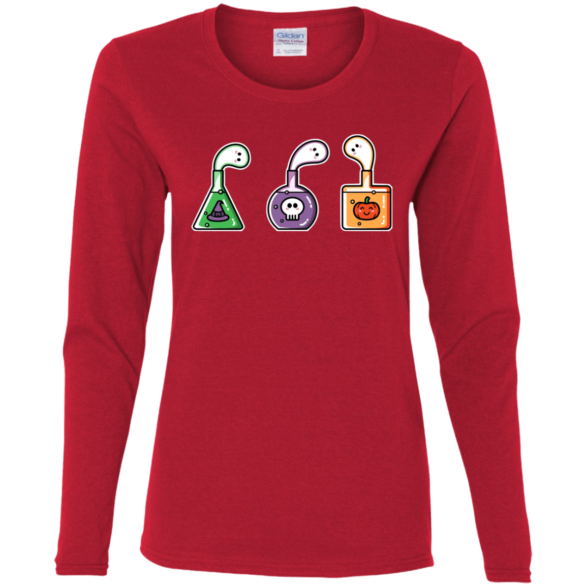 T-Shirts Red / S Kawaii Halloween Potions Women's Long Sleeve T-Shirt