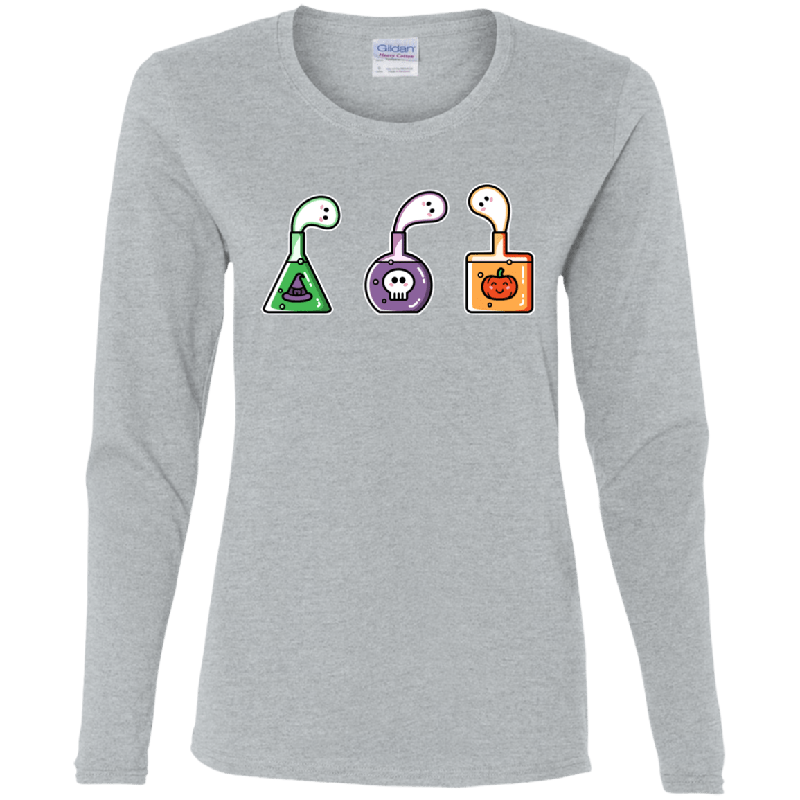 T-Shirts Sport Grey / S Kawaii Halloween Potions Women's Long Sleeve T-Shirt