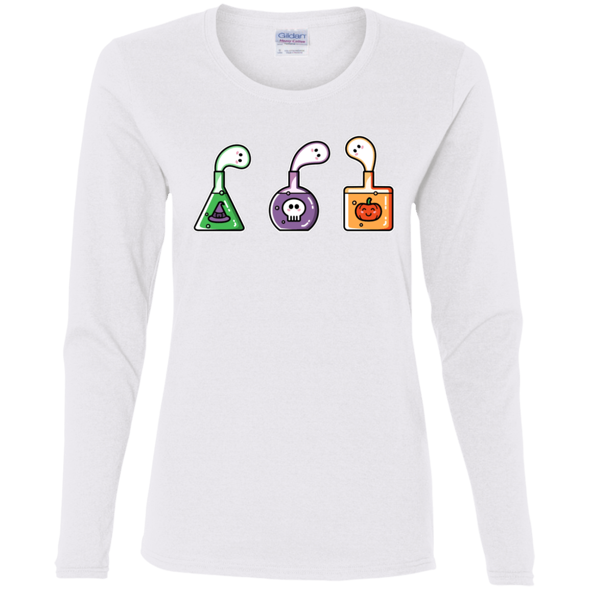 T-Shirts White / S Kawaii Halloween Potions Women's Long Sleeve T-Shirt