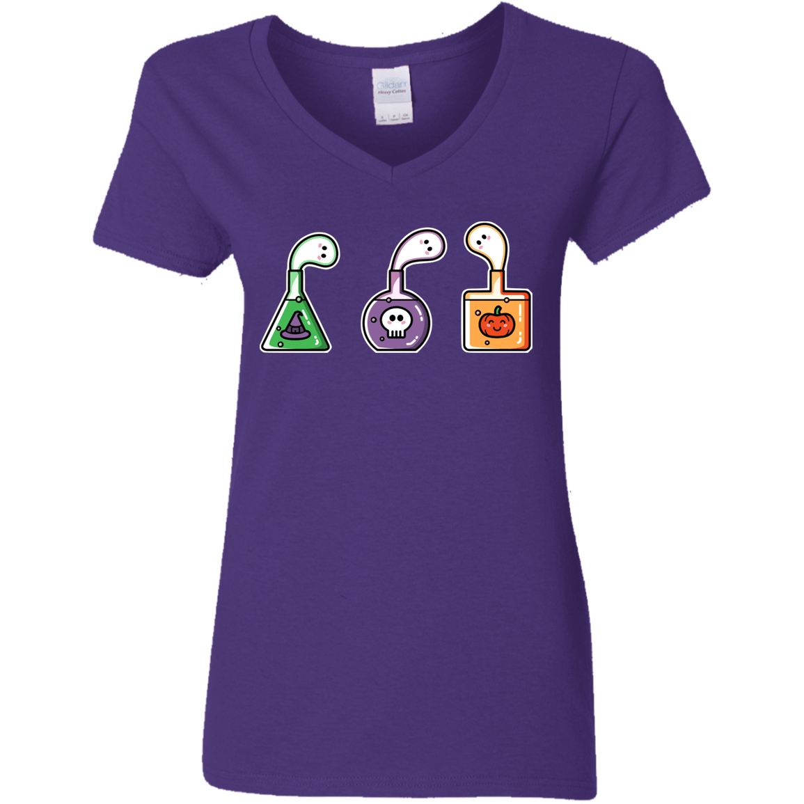 T-Shirts Purple / S Kawaii Halloween Potions Women's V-Neck T-Shirt