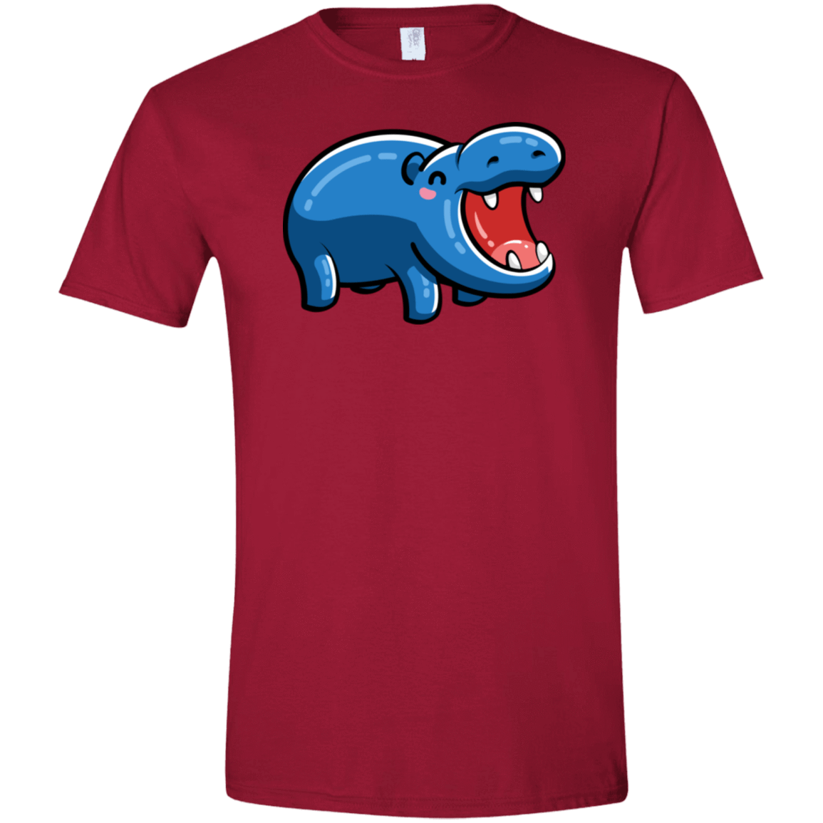 T-Shirts Cardinal Red / S Kawaii Happy Hippo Men's Semi-Fitted Softstyle