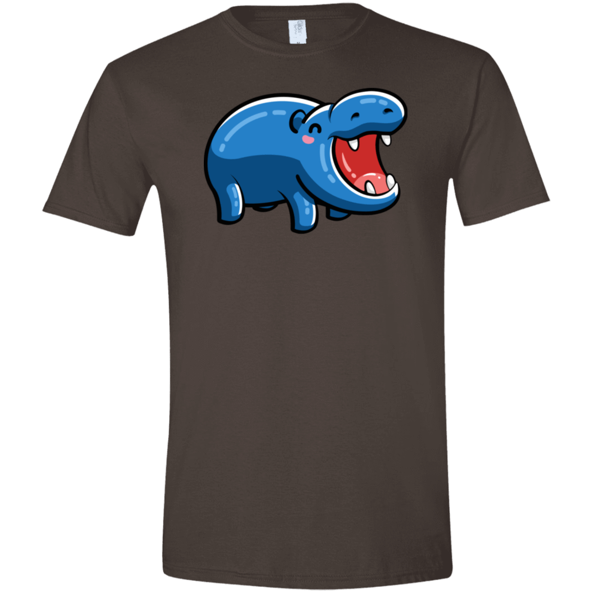 T-Shirts Dark Chocolate / S Kawaii Happy Hippo Men's Semi-Fitted Softstyle