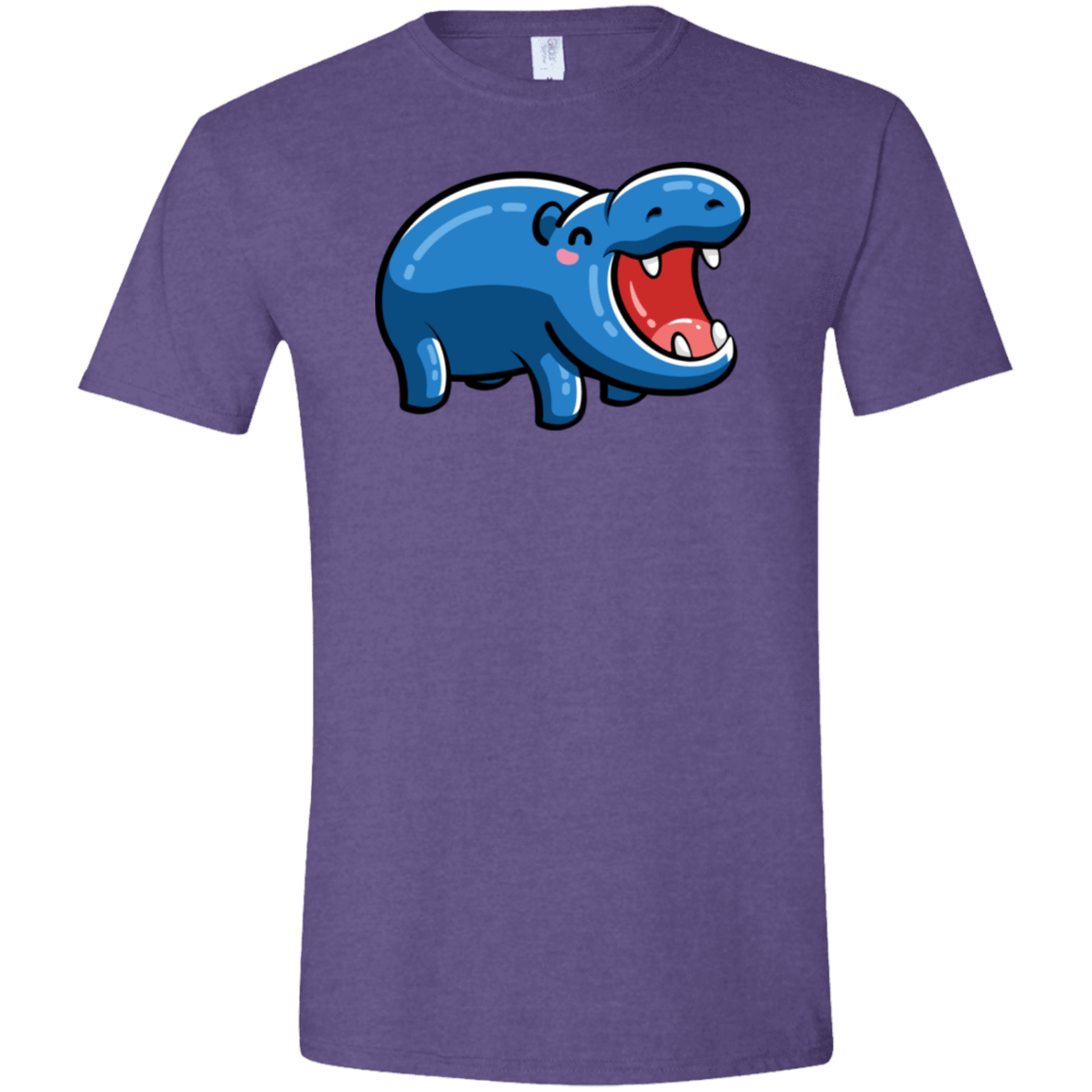 T-Shirts Heather Purple / S Kawaii Happy Hippo Men's Semi-Fitted Softstyle