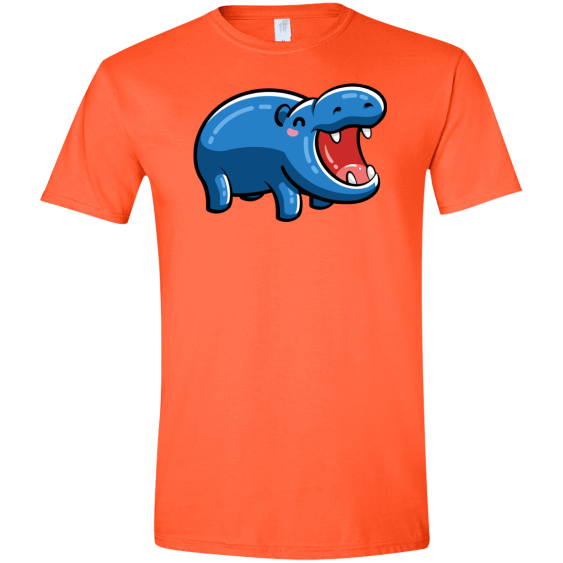 T-Shirts Orange / S Kawaii Happy Hippo Men's Semi-Fitted Softstyle