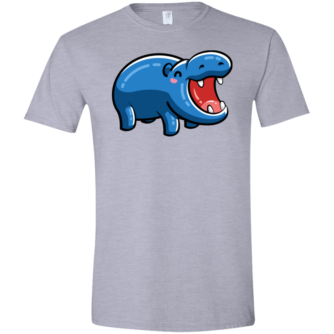 T-Shirts Sport Grey / X-Small Kawaii Happy Hippo Men's Semi-Fitted Softstyle