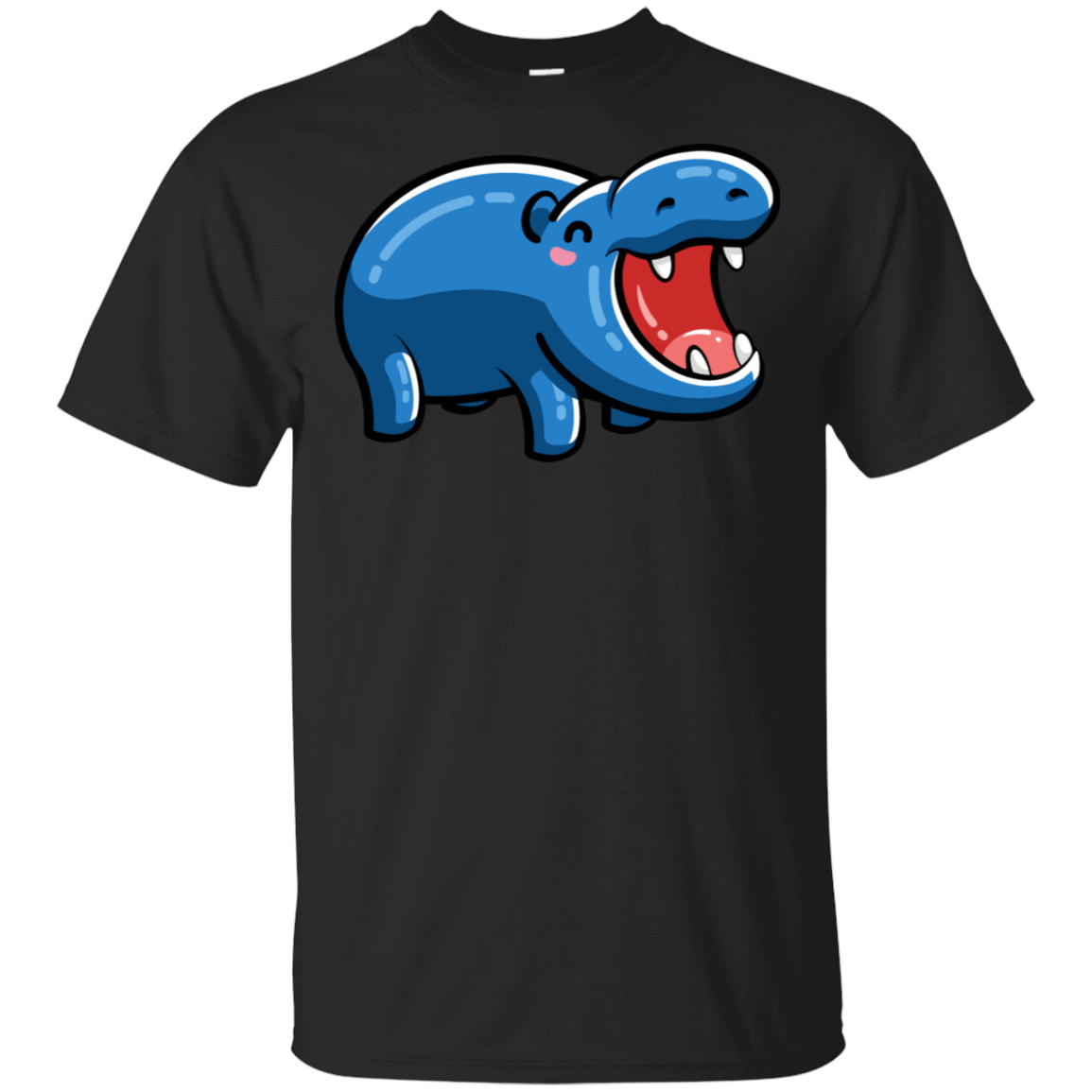 T-Shirts Black / S Kawaii Happy Hippo T-Shirt