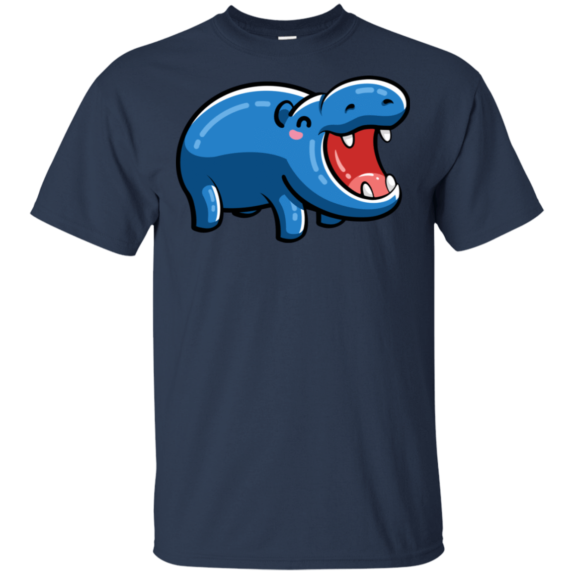 T-Shirts Navy / S Kawaii Happy Hippo T-Shirt
