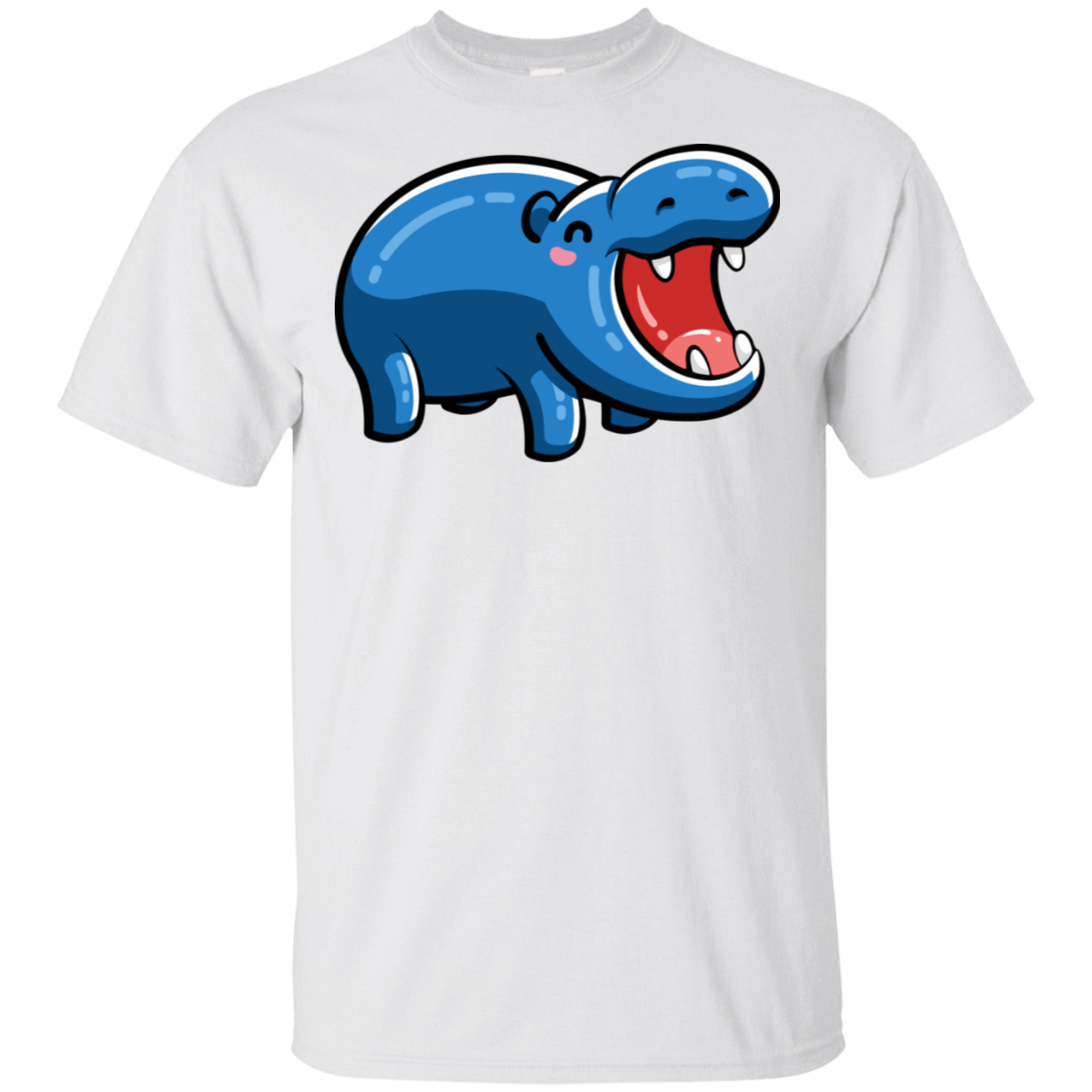 T-Shirts White / S Kawaii Happy Hippo T-Shirt