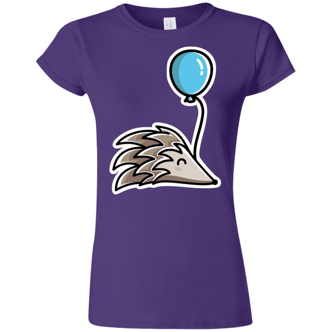 T-Shirts Purple / S Kawaii Hedgehog with Balloon Junior Slimmer-Fit T-Shirt