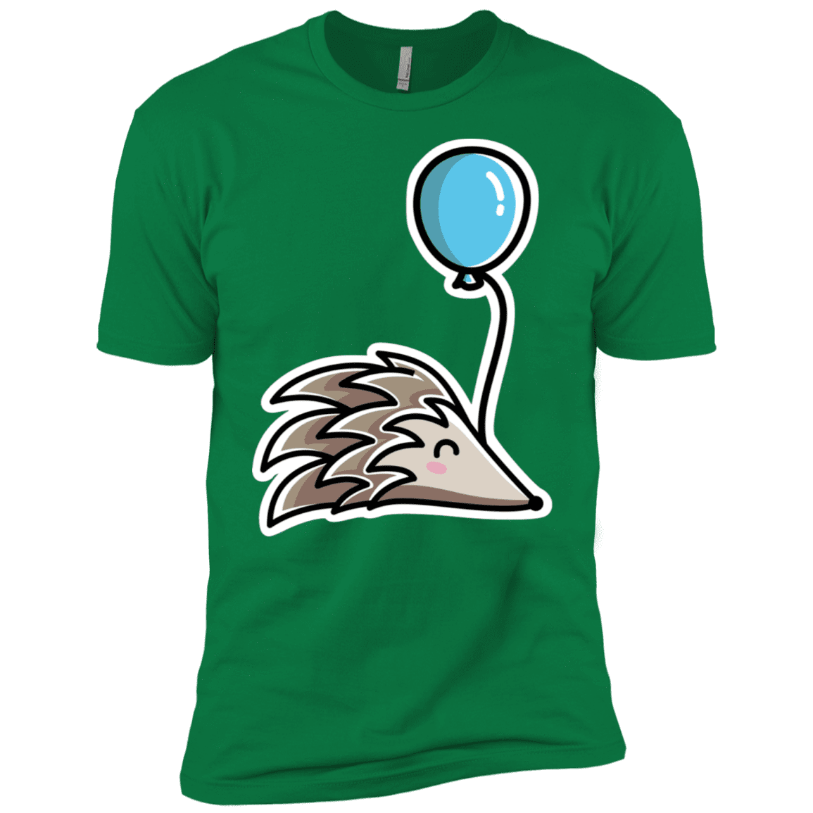 T-Shirts Kelly Green / X-Small Kawaii Hedgehog with Balloon Men's Premium T-Shirt