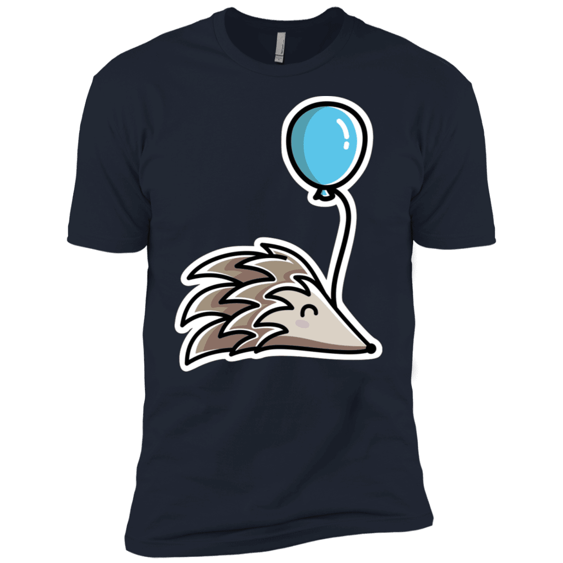 T-Shirts Midnight Navy / X-Small Kawaii Hedgehog with Balloon Men's Premium T-Shirt