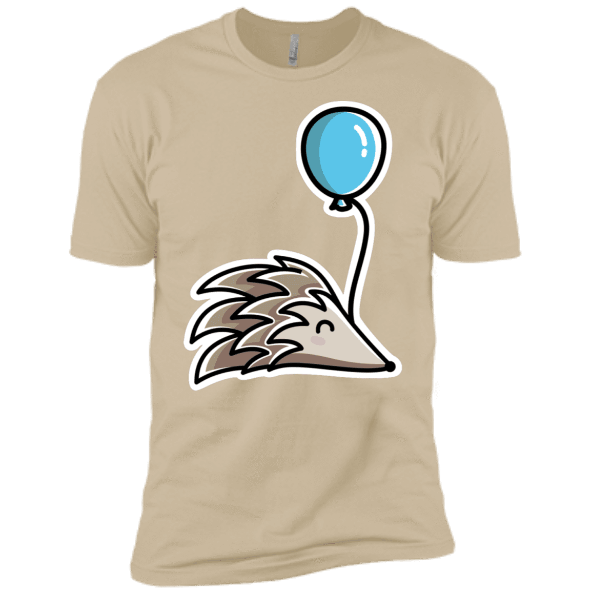 T-Shirts Sand / X-Small Kawaii Hedgehog with Balloon Men's Premium T-Shirt