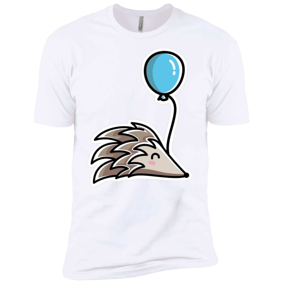 T-Shirts White / X-Small Kawaii Hedgehog with Balloon Men's Premium T-Shirt