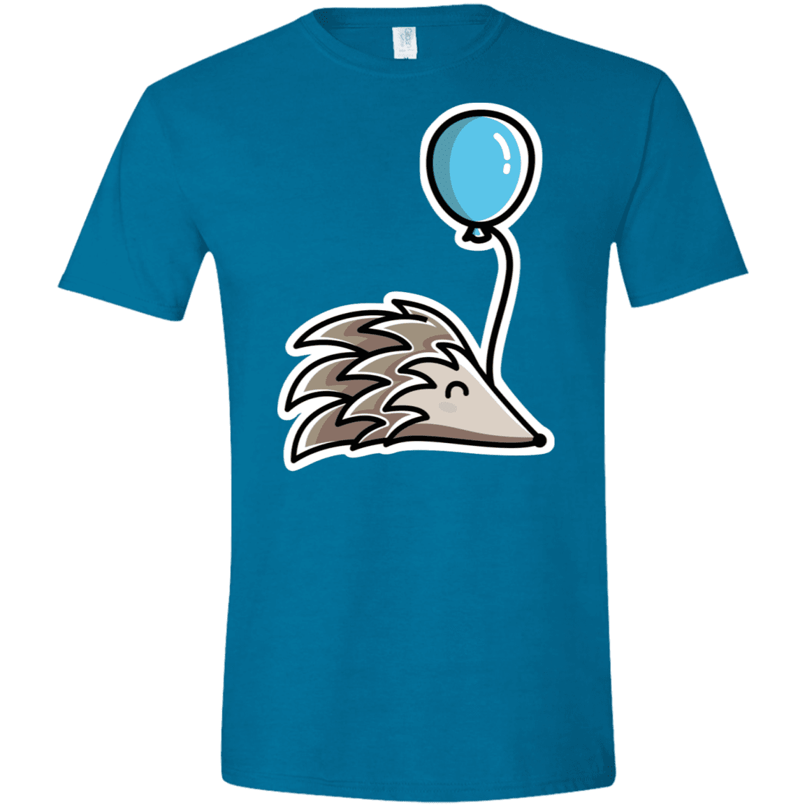 T-Shirts Antique Sapphire / S Kawaii Hedgehog with Balloon Men's Semi-Fitted Softstyle