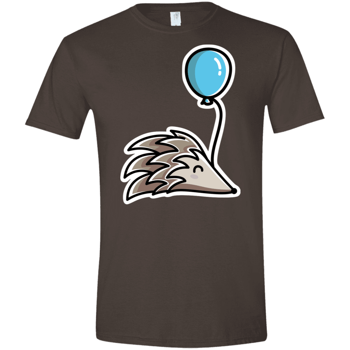 T-Shirts Dark Chocolate / S Kawaii Hedgehog with Balloon Men's Semi-Fitted Softstyle