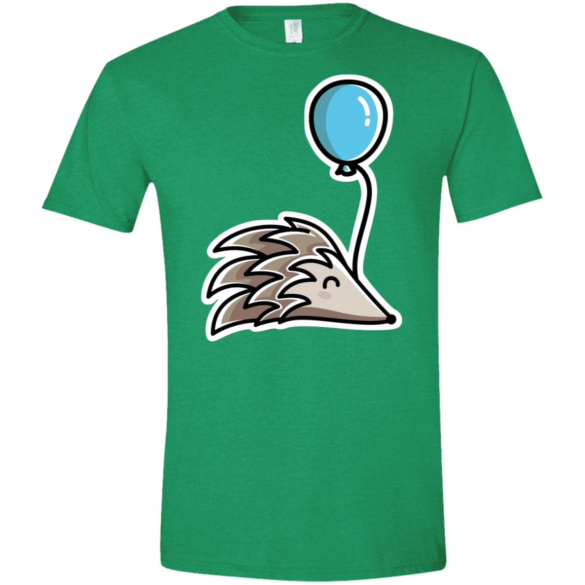 T-Shirts Heather Irish Green / M Kawaii Hedgehog with Balloon Men's Semi-Fitted Softstyle