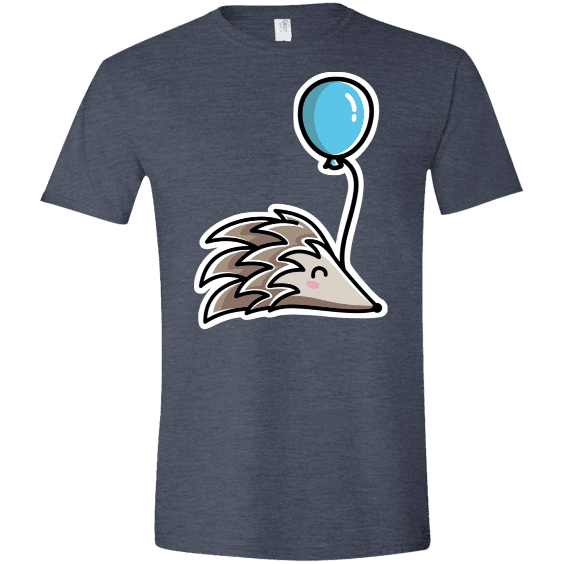 T-Shirts Heather Navy / S Kawaii Hedgehog with Balloon Men's Semi-Fitted Softstyle