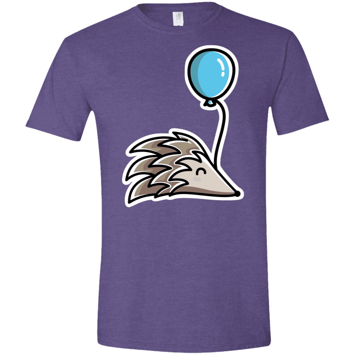 T-Shirts Heather Purple / S Kawaii Hedgehog with Balloon Men's Semi-Fitted Softstyle