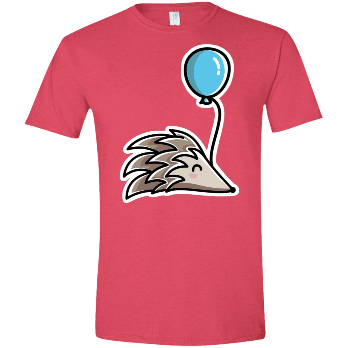 T-Shirts Heather Red / S Kawaii Hedgehog with Balloon Men's Semi-Fitted Softstyle