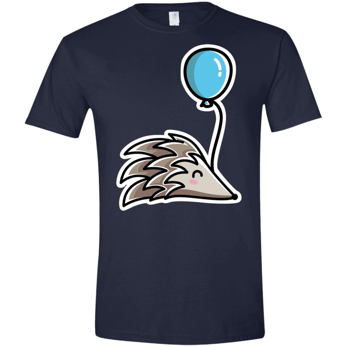T-Shirts Navy / X-Small Kawaii Hedgehog with Balloon Men's Semi-Fitted Softstyle