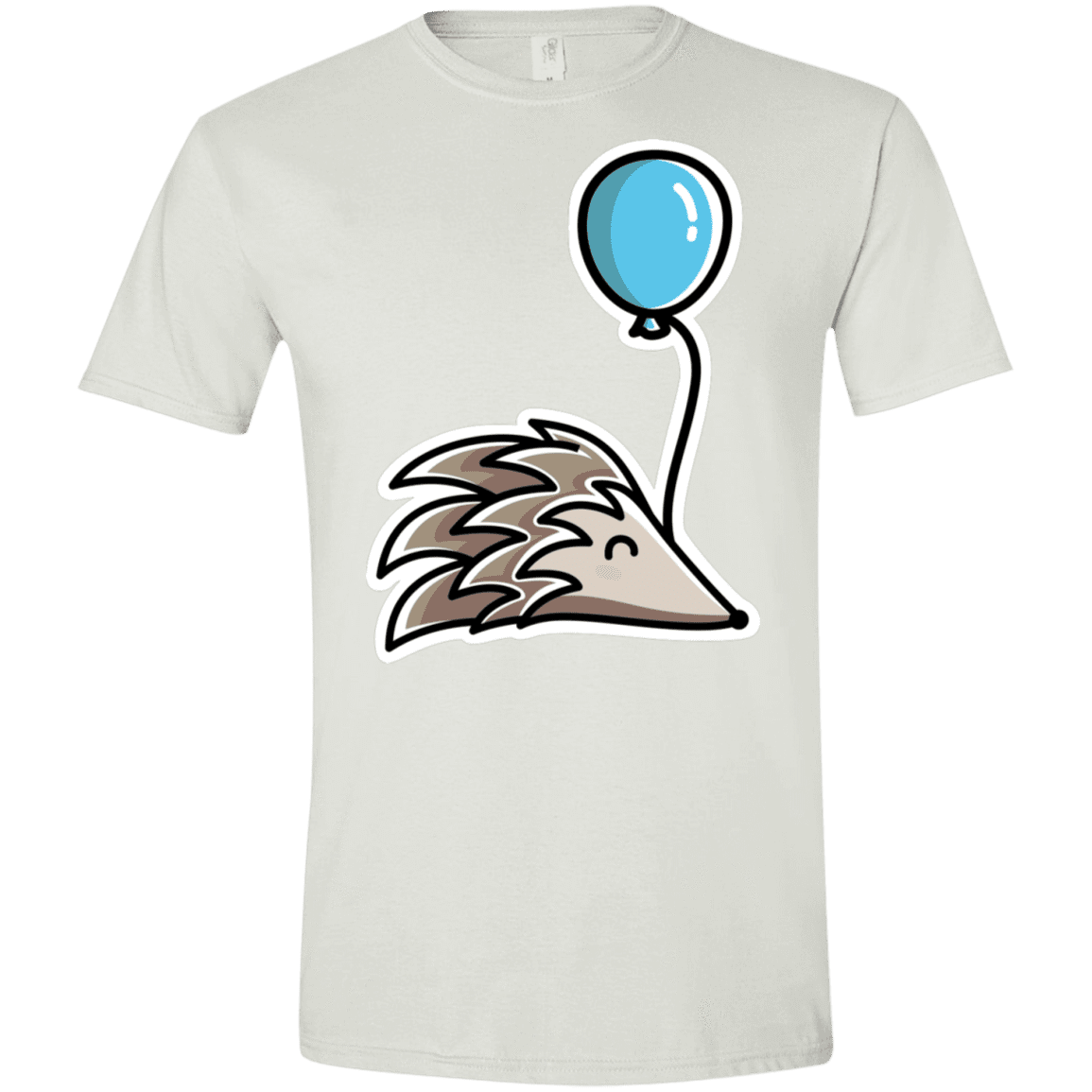 T-Shirts White / X-Small Kawaii Hedgehog with Balloon Men's Semi-Fitted Softstyle