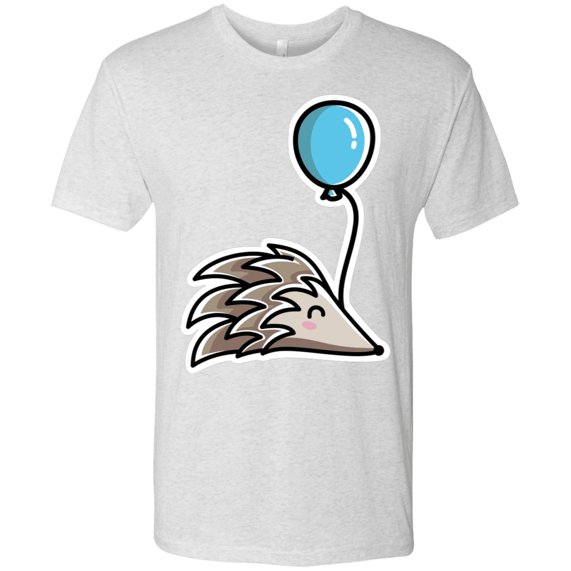 T-Shirts Heather White / S Kawaii Hedgehog with Balloon Men's Triblend T-Shirt