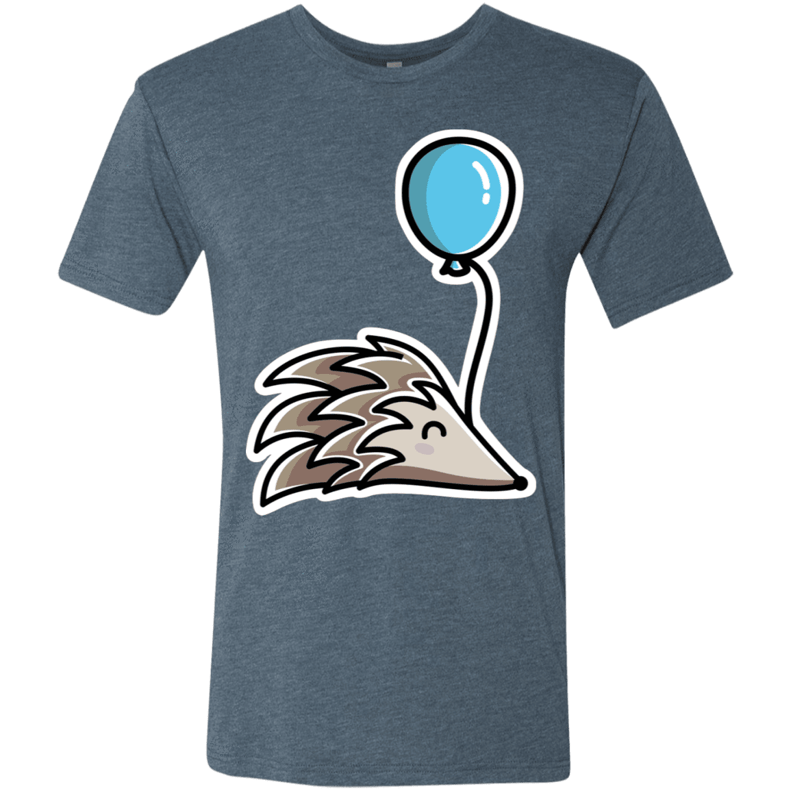 T-Shirts Indigo / S Kawaii Hedgehog with Balloon Men's Triblend T-Shirt