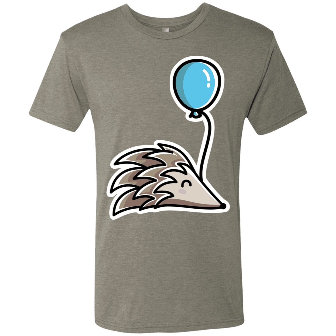T-Shirts Venetian Grey / S Kawaii Hedgehog with Balloon Men's Triblend T-Shirt