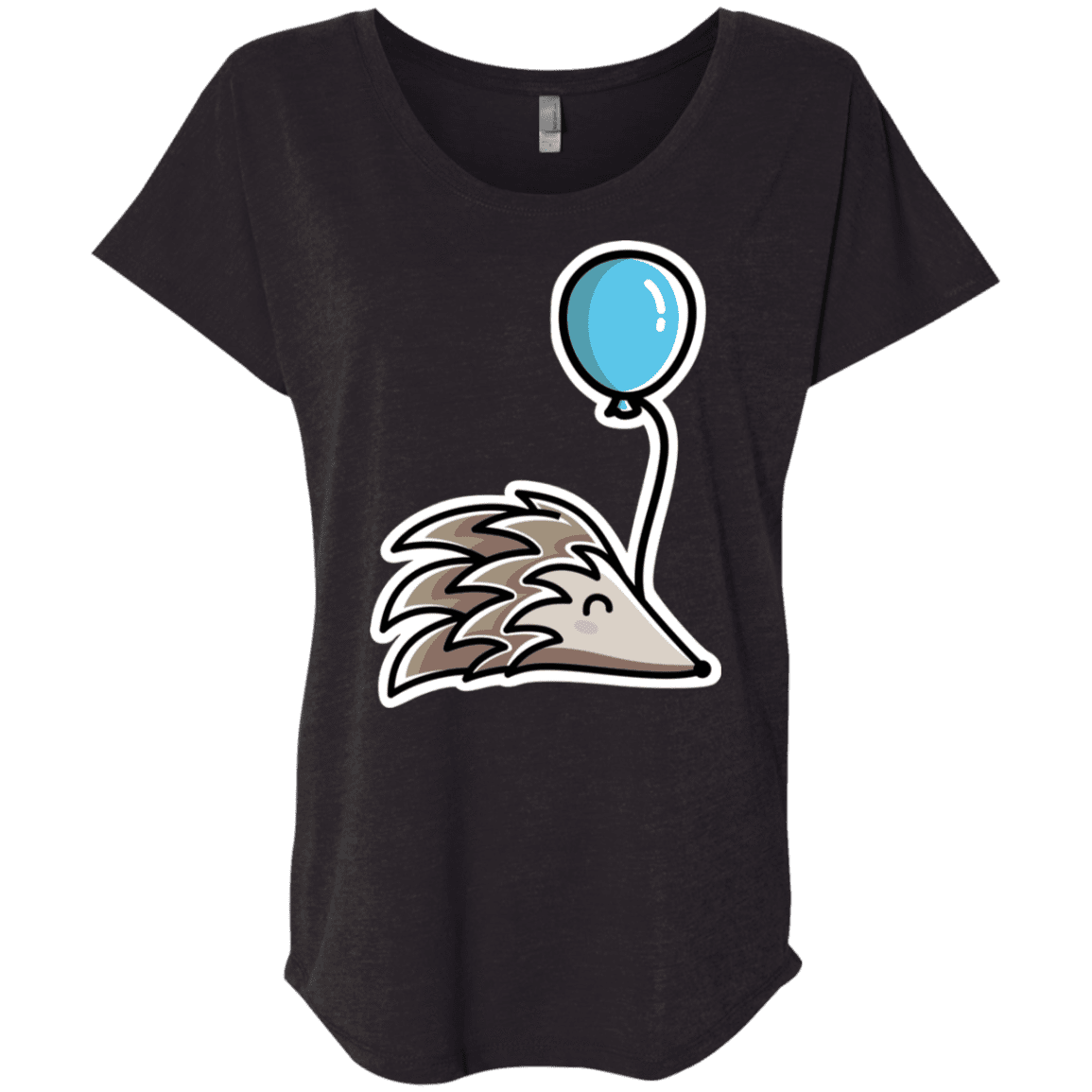 T-Shirts Vintage Black / X-Small Kawaii Hedgehog with Balloon Triblend Dolman Sleeve