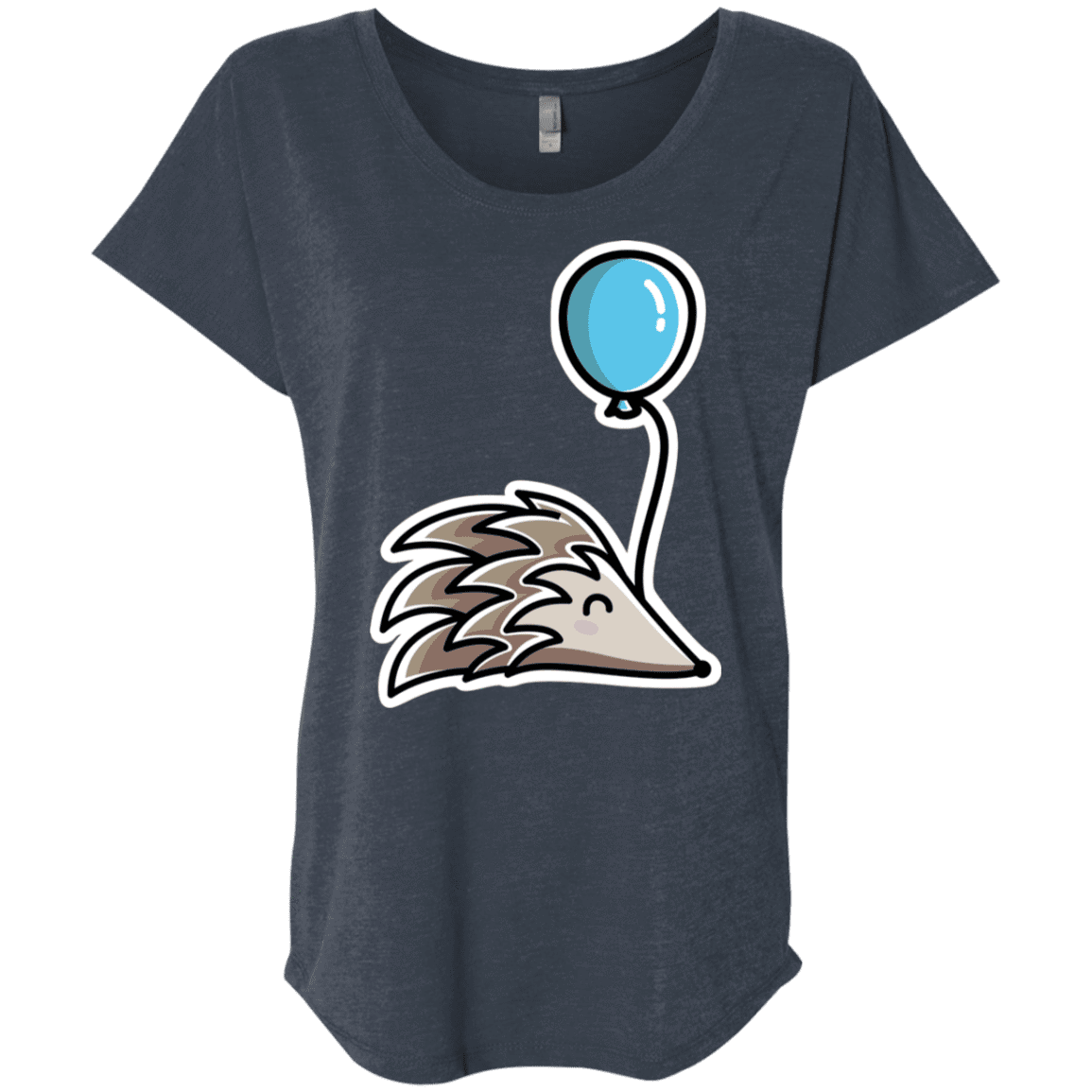 T-Shirts Vintage Navy / X-Small Kawaii Hedgehog with Balloon Triblend Dolman Sleeve