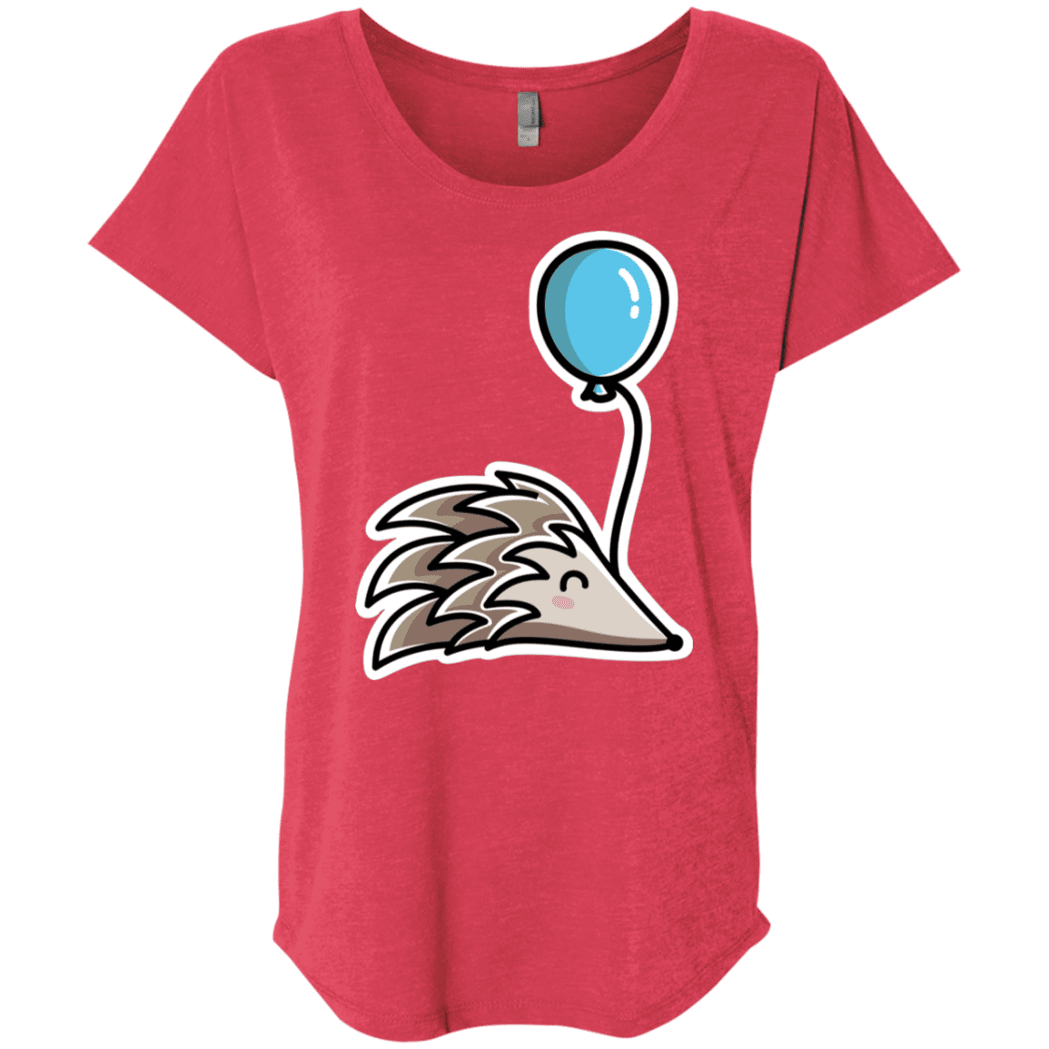 T-Shirts Vintage Red / X-Small Kawaii Hedgehog with Balloon Triblend Dolman Sleeve
