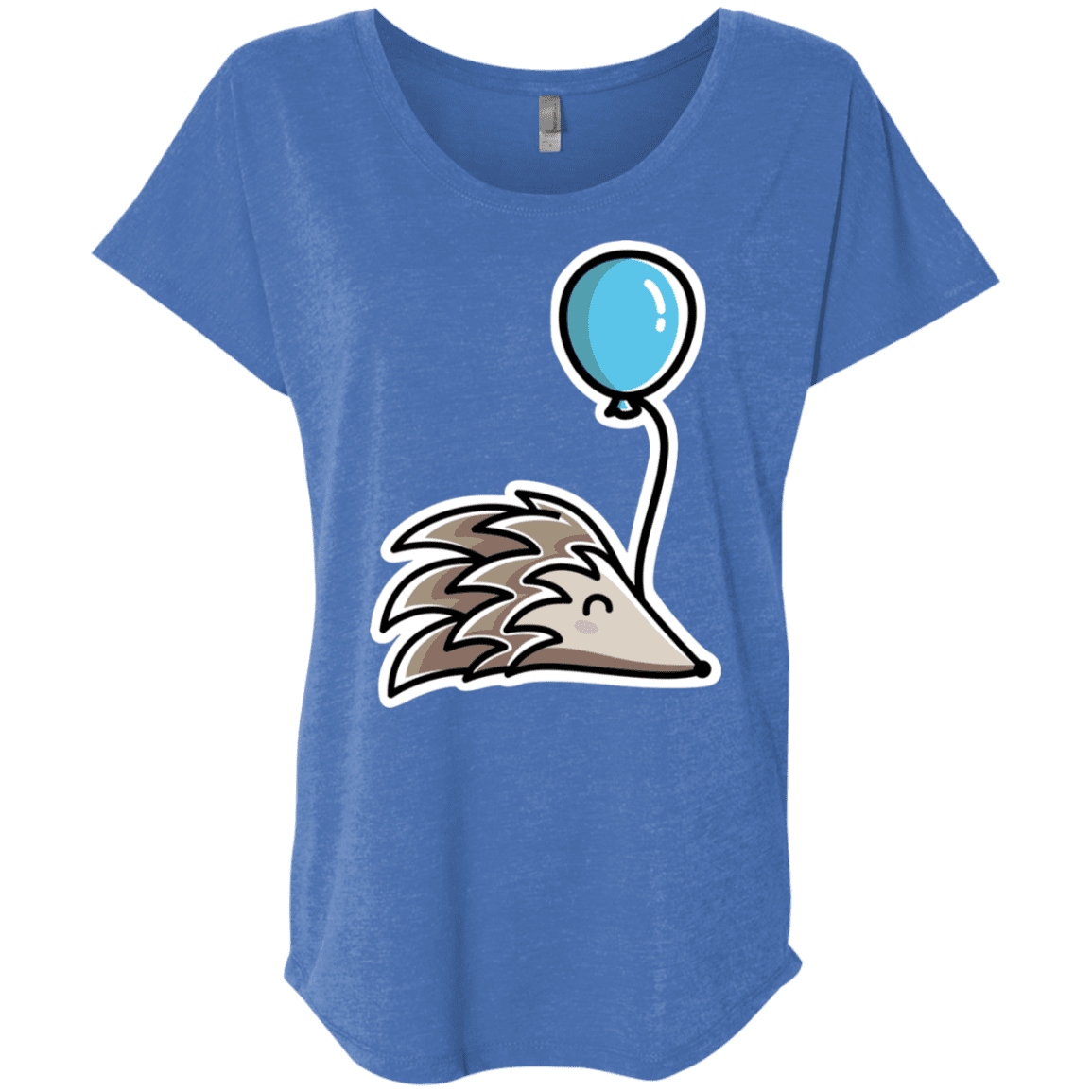 T-Shirts Vintage Royal / X-Small Kawaii Hedgehog with Balloon Triblend Dolman Sleeve