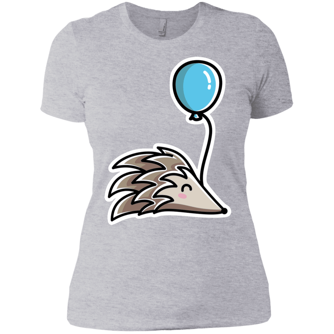 T-Shirts Heather Grey / X-Small Kawaii Hedgehog with Balloon Women's Premium T-Shirt