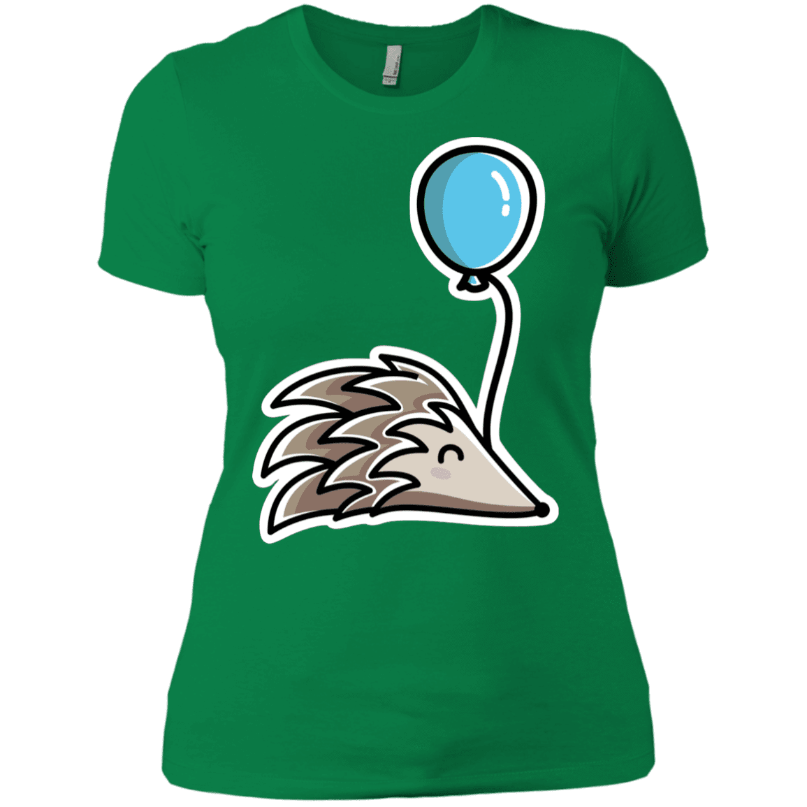 T-Shirts Kelly Green / X-Small Kawaii Hedgehog with Balloon Women's Premium T-Shirt
