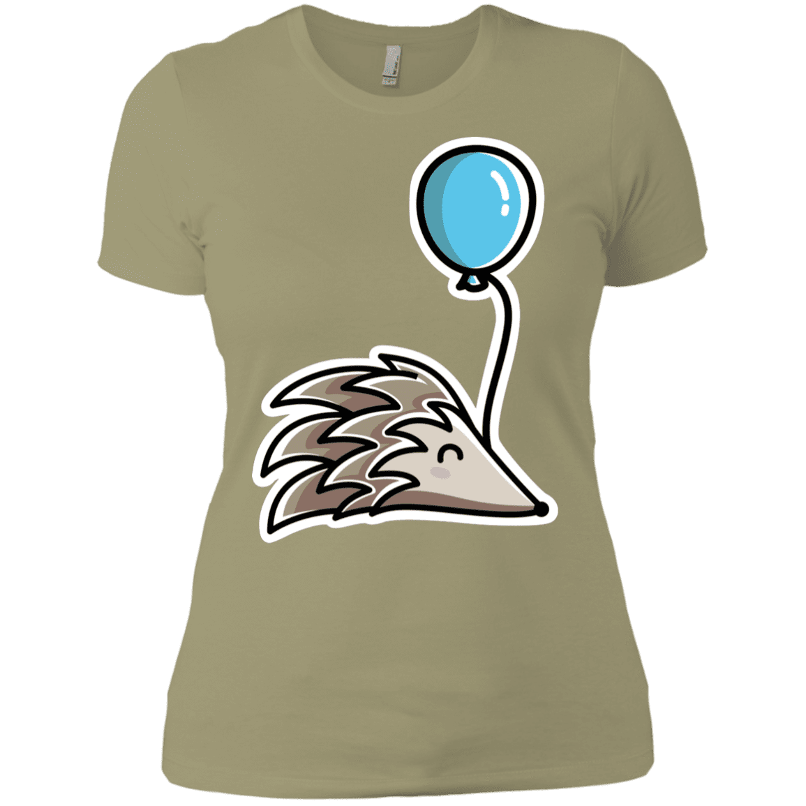T-Shirts Light Olive / X-Small Kawaii Hedgehog with Balloon Women's Premium T-Shirt