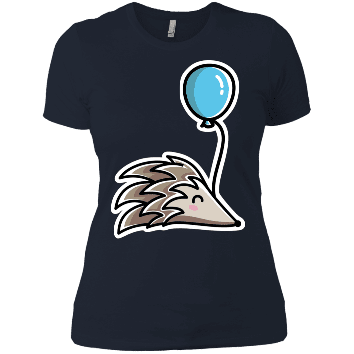 T-Shirts Midnight Navy / X-Small Kawaii Hedgehog with Balloon Women's Premium T-Shirt