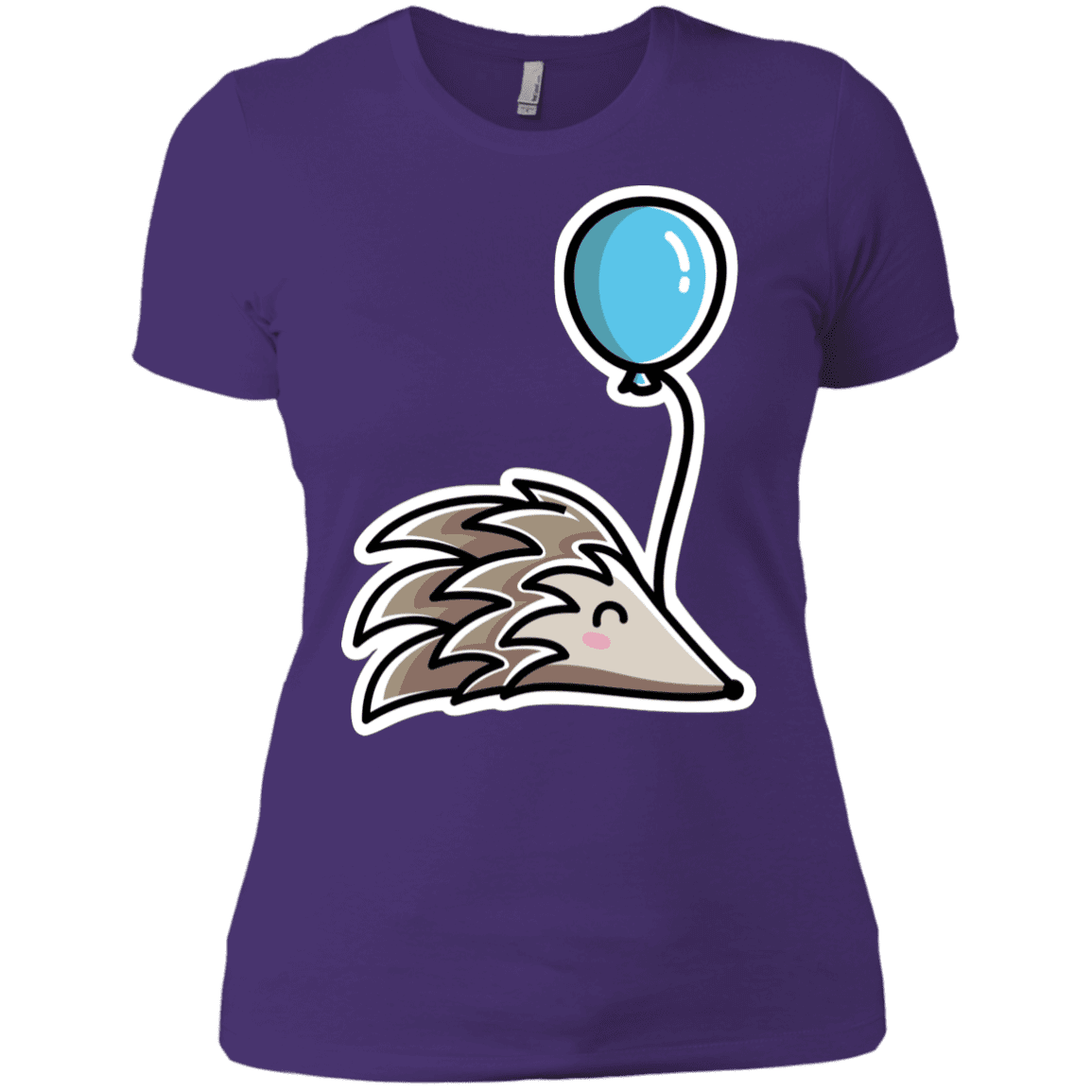 T-Shirts Purple Rush/ / X-Small Kawaii Hedgehog with Balloon Women's Premium T-Shirt