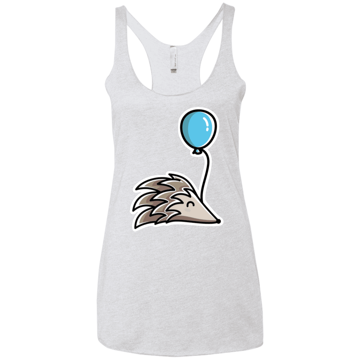 T-Shirts Heather White / X-Small Kawaii Hedgehog with Balloon Women's Triblend Racerback Tank
