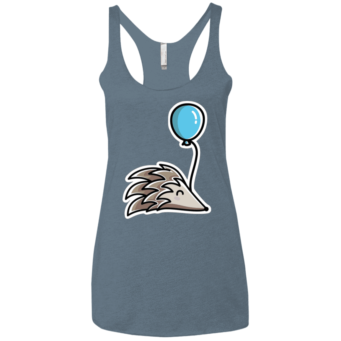 T-Shirts Indigo / X-Small Kawaii Hedgehog with Balloon Women's Triblend Racerback Tank
