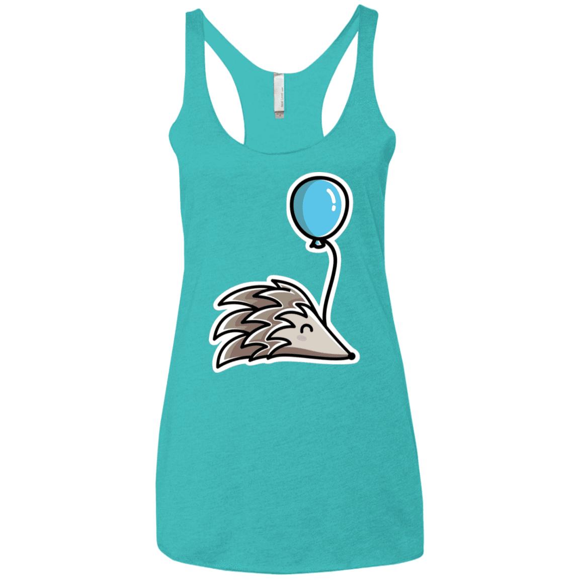 T-Shirts Tahiti Blue / X-Small Kawaii Hedgehog with Balloon Women's Triblend Racerback Tank